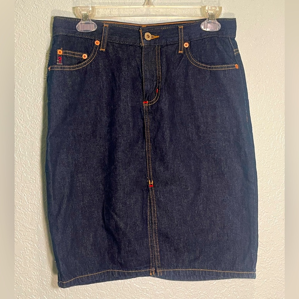 GUESS JEANS Vintage Y2K Classic Dark Denim Short Pencil Skirt Size 28